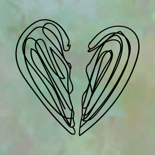 line art broken heart